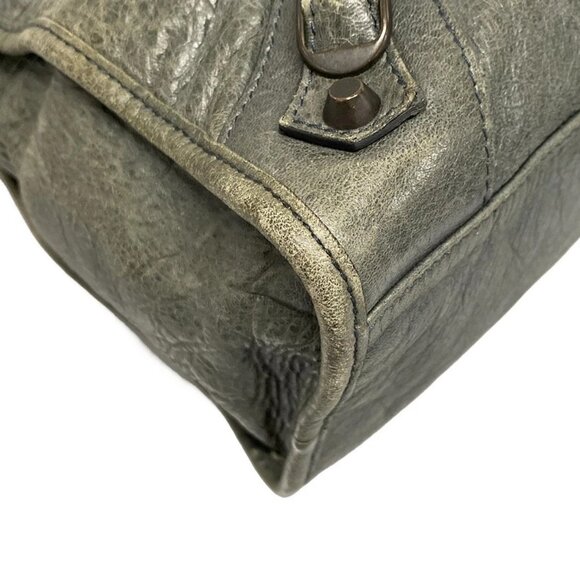 Auth BALENCIAGA The City 115748 Blue Green Leather - Handbag - Picture 3 of 16